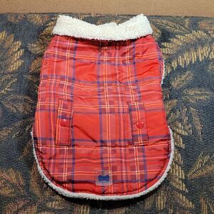 Wag-A-Tude Red Plaid Lined Dog Jacket- Size M